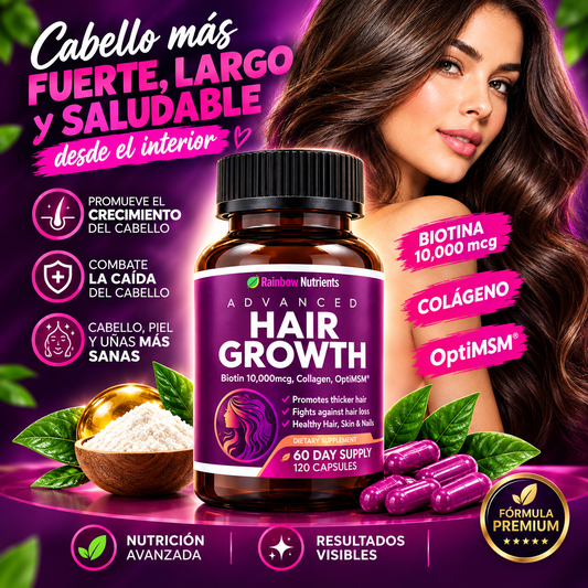 Hair Growth Premium – Biotina 10,000 mcg + Colágeno